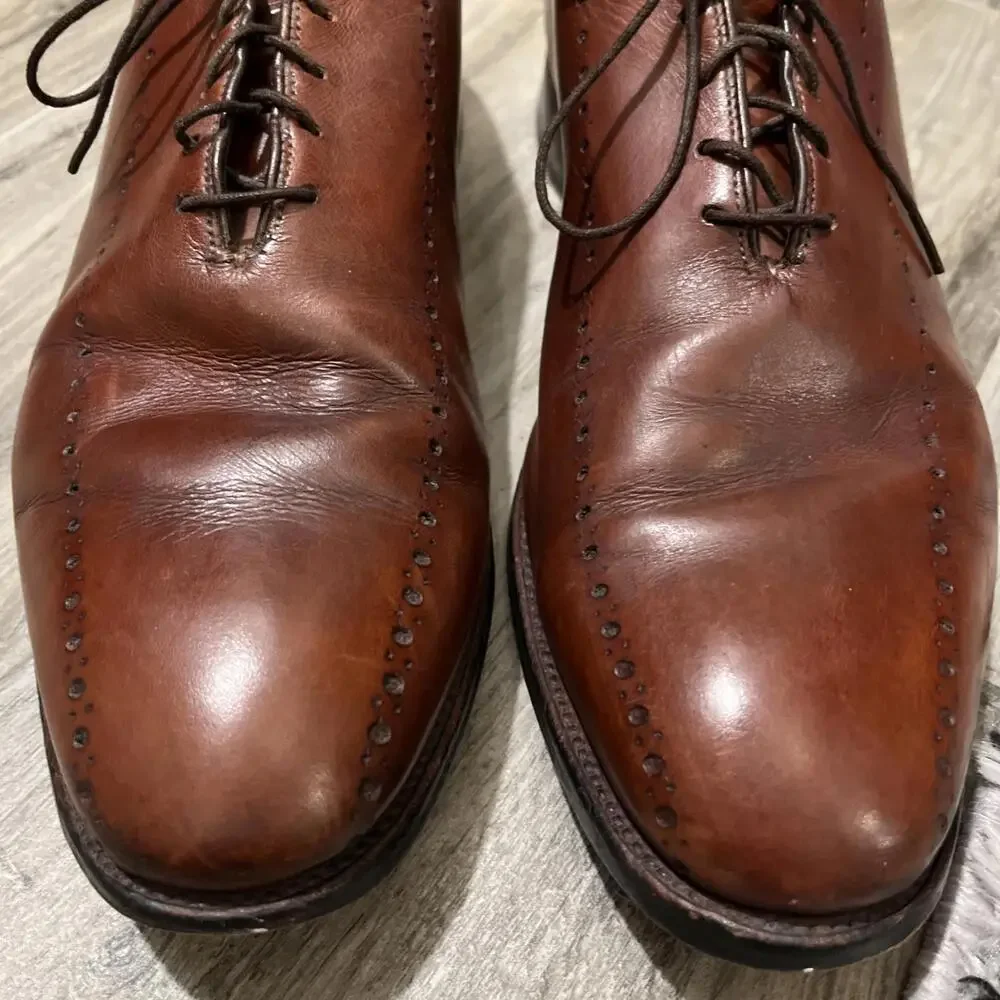 ALLEN EDMONDS HASTINGS CHILI BROWN OXFORD MENS DRESS SHOES SIZE 12C USA GOOD CON